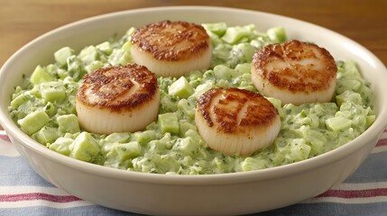 Delicious Pan-Seared Scallops Creamy Cucumber Salad