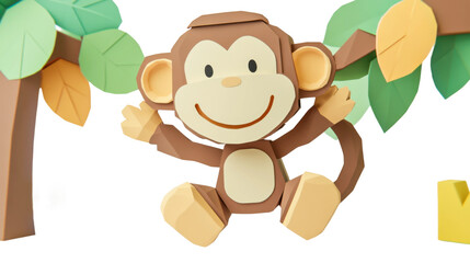 Playful monkey craft project forest paper art creative close-up