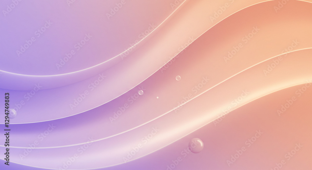 Poster soft pastel waves background with purple and peach gradient. abstract fluid shapes for design projec