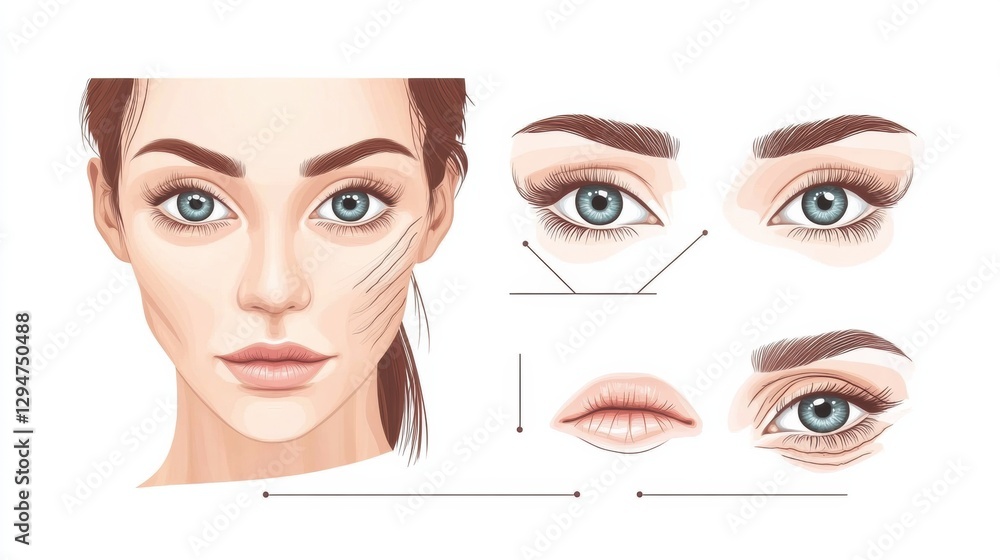 Poster Exploring skin aging and how Botox effectively reduces wrinkles for a youthful appearance. Generative AI