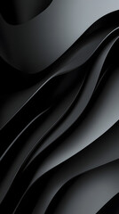 Fototapeta premium Black background with abstract wave lines, simple and minimalist style, dark gray tone 