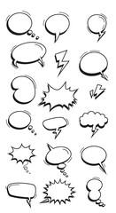 Fototapeta premium Collection of Hand-Drawn Comic Book Speech Bubbles and Graphic Elements