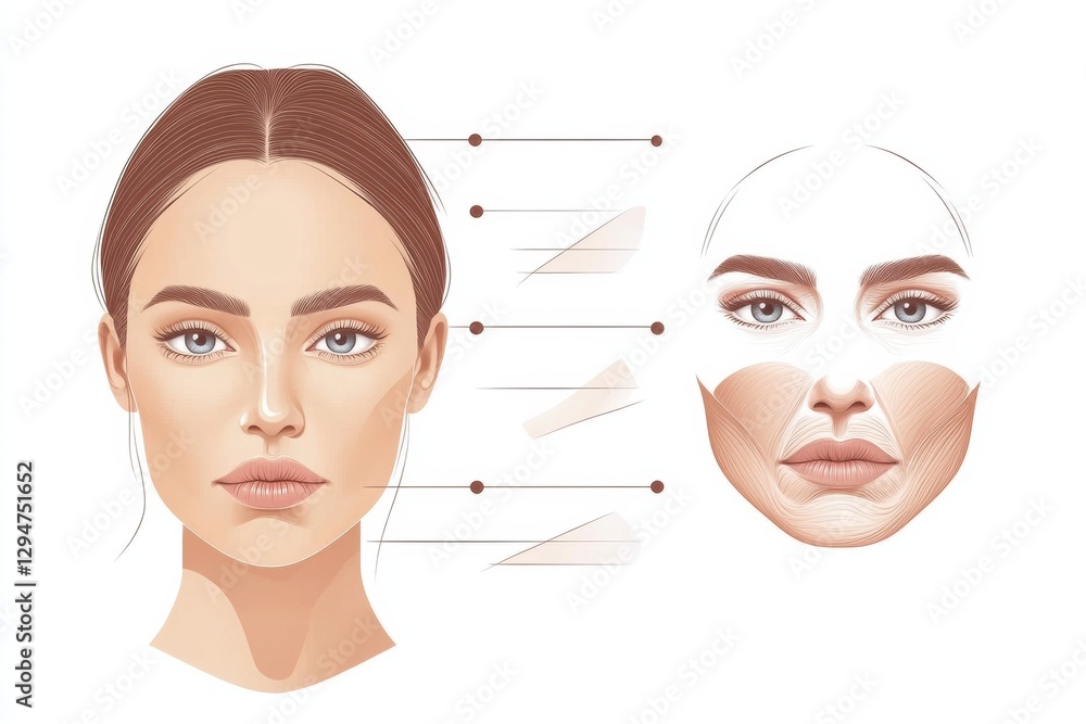 Aufkleber Understanding how skin ages and the role of Botox in reversing facial wrinkles. Generative AI