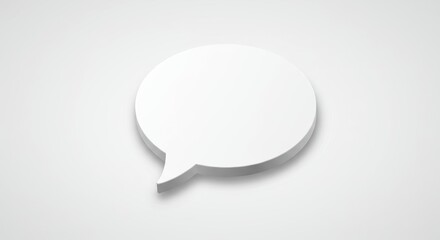 Blank White Speech Bubble 3D Render, Minimalist Communication Concept