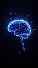 Fototapeta premium A dynamic representation of artificial general intelligence (AGI) with a brain graphic and glowing stars.