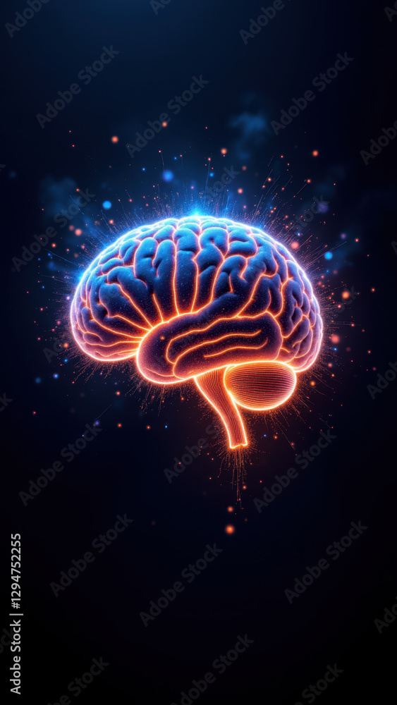 Aufkleber brain exploding with fireworks, symbolizing artificial general intelligence's explosion of capabilit