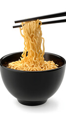 A bowl of instant noodles with chopsticks, vector illustration
