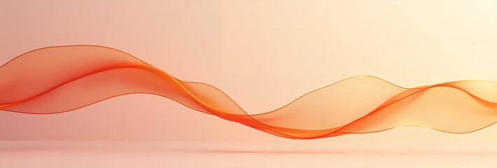 Flowing translucent orange fabric wave against a soft pastel background, symbolizing motion, energy, and elegance for abstract design and branding.