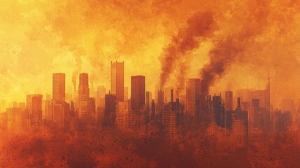 Fototapeta premium Dramatic Industrial Skyline at Dawn Highlighting Urban Pollution and Environmental Impact