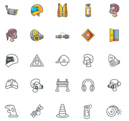 Set of vector icons of security with white background