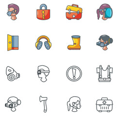 Set of vector icons of security with white background