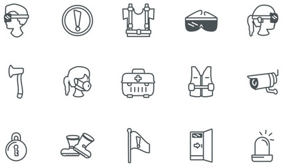 Set of vector icons of security with white background