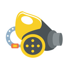 Flat vector illustration of an industrial protective gas mask with air filter for toxic gas and respiratory safety
