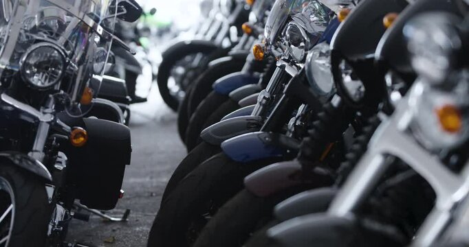 row of motorcycles on display
