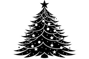 Minimalist Beautiful Christmas Tree Silhouette Illustration