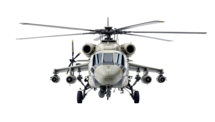 Realistic Image Military Helicopter Rotorcraft Aircraft Aviation Flight Chopper Transportation Rotor Blades Cockpit Front View