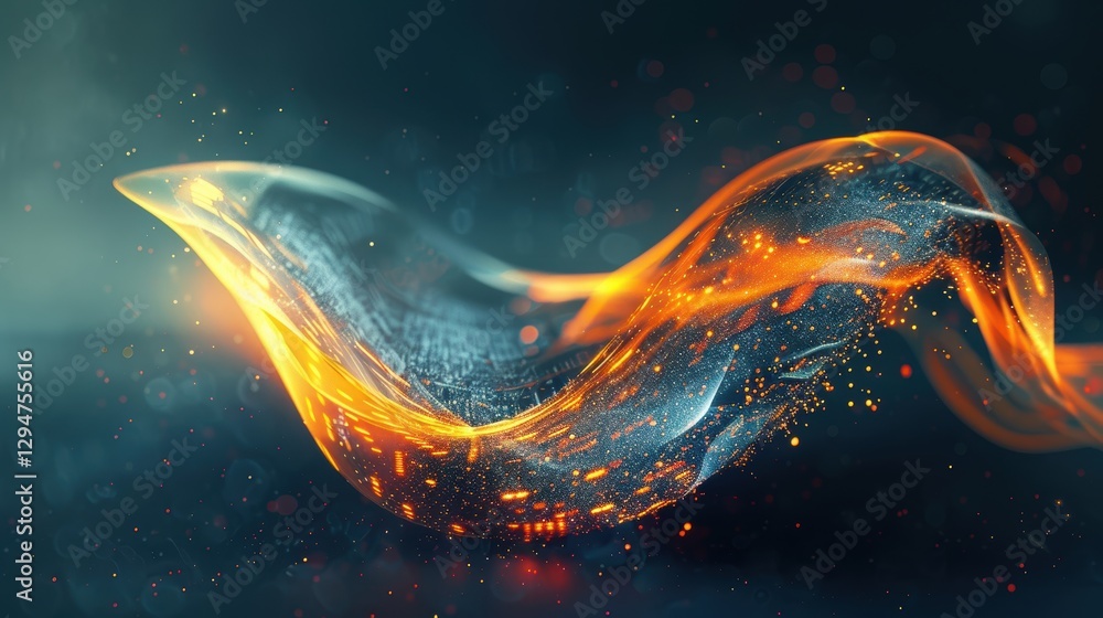 Aufkleber futuristic cornucopia design with glowing digital elements for tech branding concepts