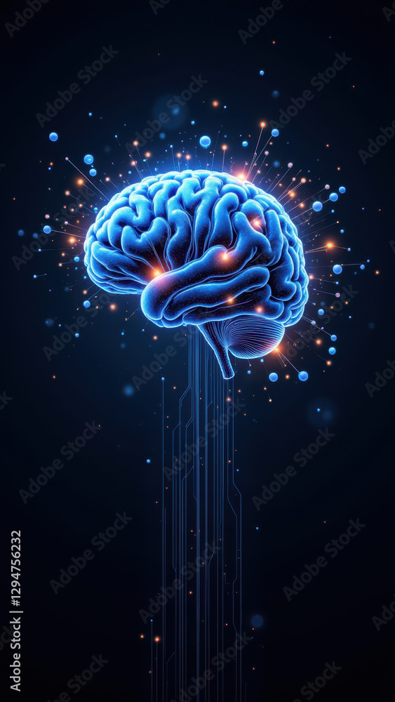 Aufkleber a conceptual representation of artificial general intelligence with a brain graphic at its center, s