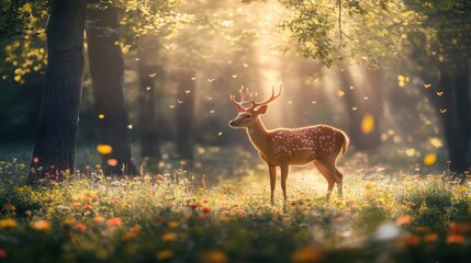 Fototapeta premium Deer in Spring forest.