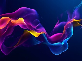 Abstract shapes in flowing neon colors on a dark background