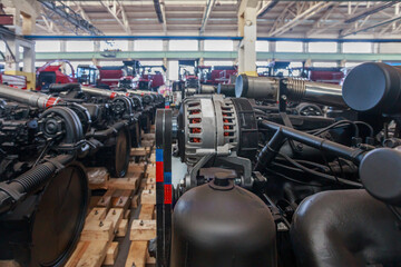 Warehouse of spare parts for grain harvesters.