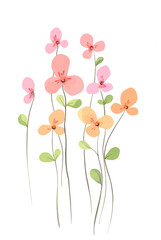 Small delicate flowers. Watercolor illustration, postcard.