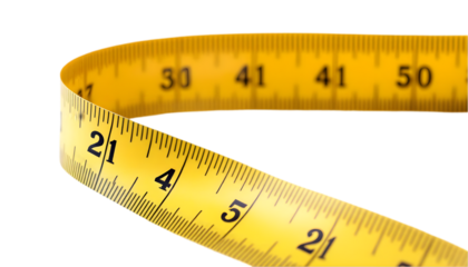 Realistic Illustration - Yellow Measuring Tape, Measurement Tool, Accuracy