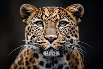 Fototapeta premium close up of a leopard on black