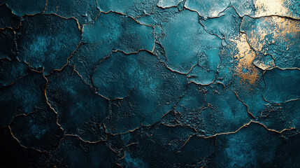 Obraz premium Weathered bronze surface with blue-green oxidation and warm light reflections highlighting imperfections