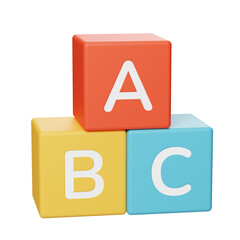Colorful abc alphabet blocks child toy. Childhood, education, preschool learning concept