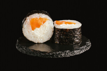 traditional Japanese sushi on a black background

