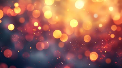 Warm Golden and Red Bokeh Lights Abstract Background