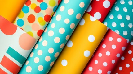 Obraz premium Colorful Polka Dot Fabric Textures and Patterns