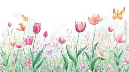 Beautiful tulip flower in Spring.