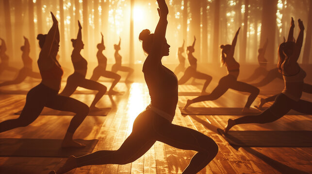 a group of people are practicing yoga in a gym