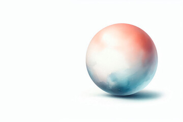 Fototapeta premium Watercolor ball with smooth gradient on white background. Space for text.