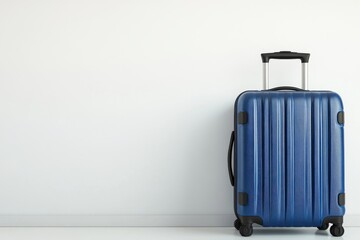 Light blue wheeled luggage, perfect for trips and adventures