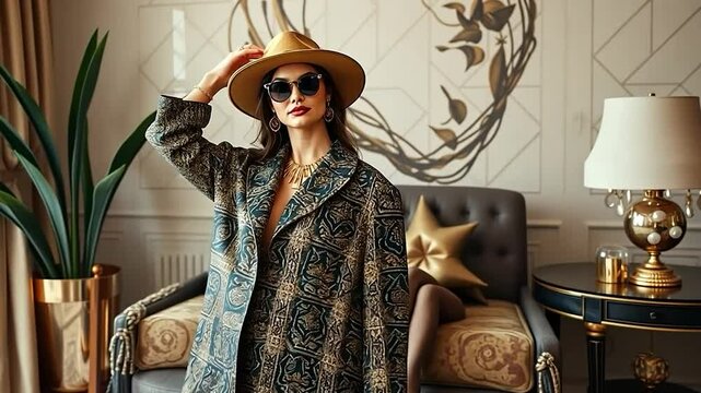 Elegant Woman in Luxurious Interior