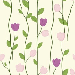 Repetitive colorful flower pattern for Spring theme fabric design.