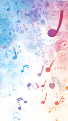 A background with musical notes and instruments, creating an atmosphere of music in the air
