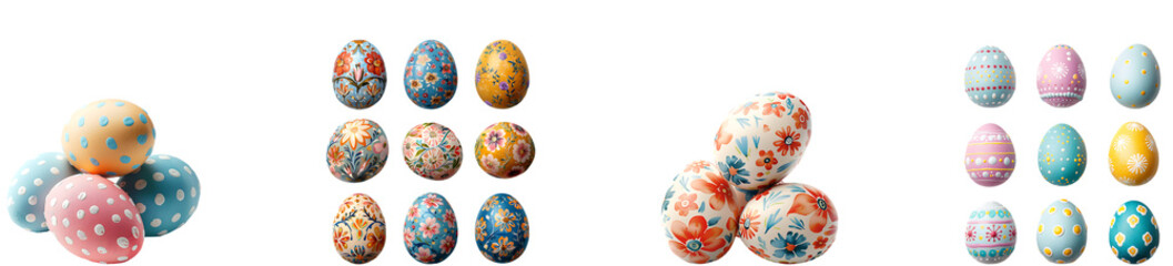 Fototapeta premium Eastern eggs on transparent background collection set