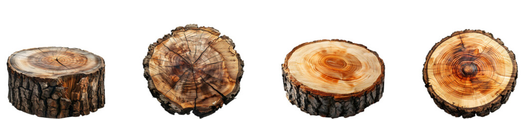Obraz premium Cut of tree on transparent background collection set