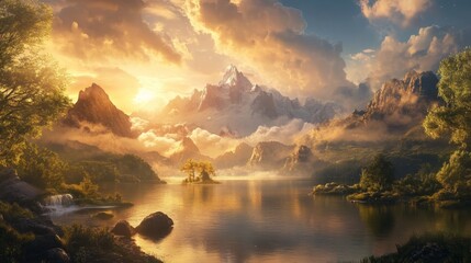 A captivating depiction of the biblical creation story showcasing divine craftsmanship and grandeur