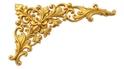 Antique gold corner frame isolated on white background
