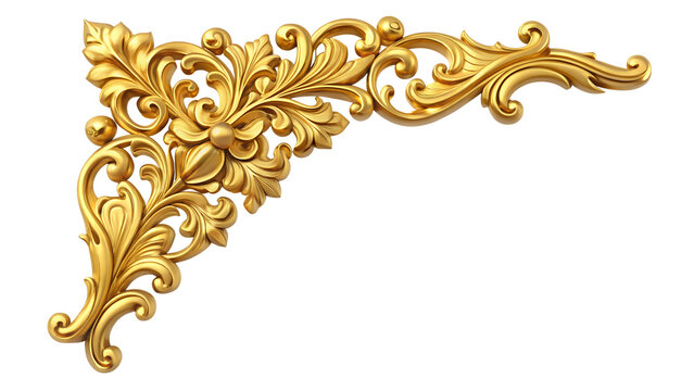 Antique gold corner frame isolated on white background