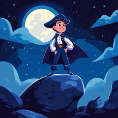 Naklejka premium A watercolor artwork of a pirate costume under a moonlit sea, isolated on a white background for a Halloween adventure