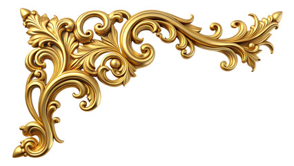 Antique gold corner frame isolated on white background