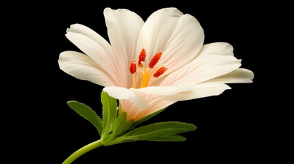 Fototapeta premium Delicate cream flower, close-up, black background