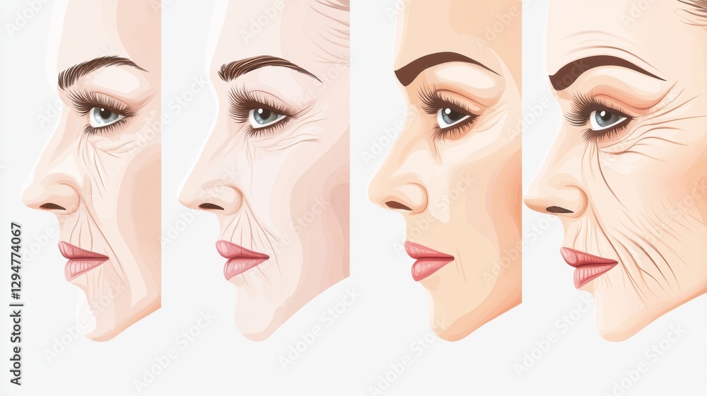 Poster understanding the gradual aging of skin and the effects of treatments for reversing wrinkles. genera