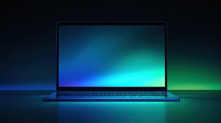 A laptop computer with a blue screen